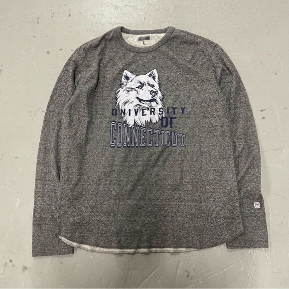UConn Connecticut Huskies Gray Long Sleeve Crewneck Size Large - Picture 1 of 5